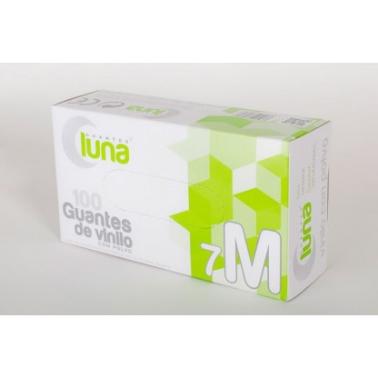 Luna Guantes de vinilo Con Polvo Talla M 100 unidades
