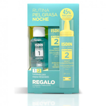 Comprar Isdin Pack Acniben Serum Night concentrado antiimperfecciones 27ml+Limpiador matificante 50ml a precio de oferta