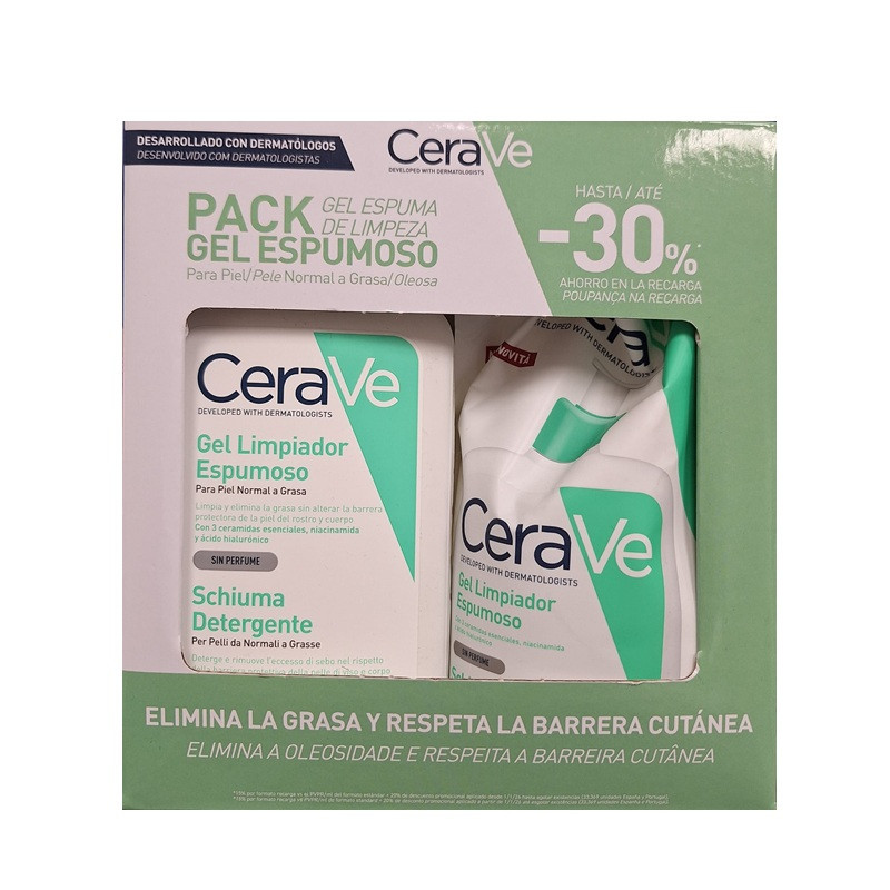 CeraVe Pack Gel Limpiador Espumoso 473ml + Recambio 473ml
