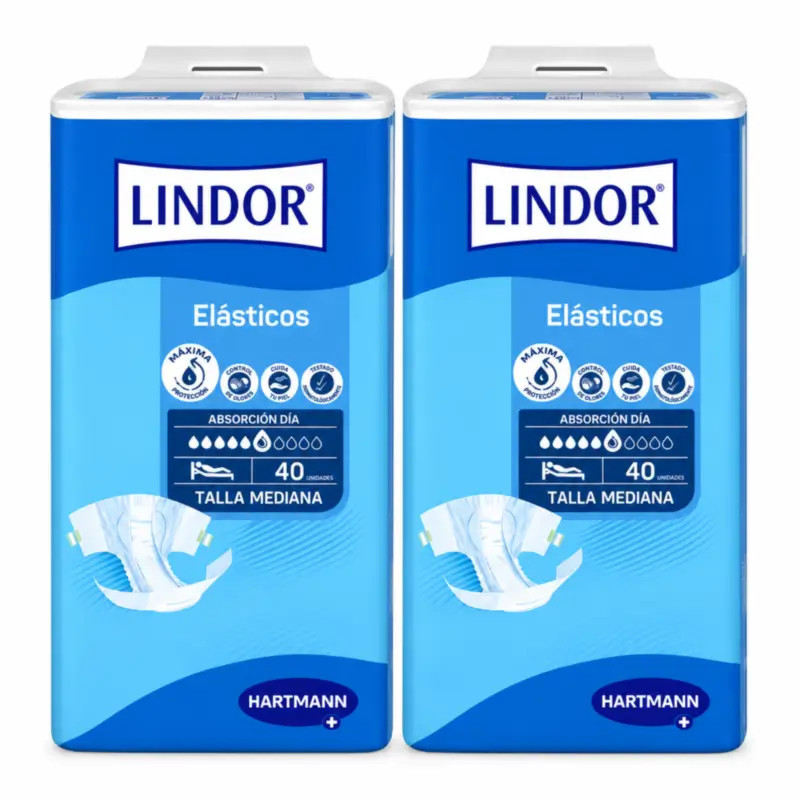 Lindor Pañales Elásticos Día Talla M, 80 unidades